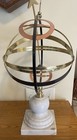 Vintage Brass Armillary Sphere With Roman Numerals  Angel With Horn  Marble Base