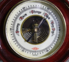 Atco 5  Wood   Brass Barometer With Porcelain Dial  Beveled Glass   works Clean