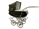 Vintage 1950s Bilt-rite Baby Pram Stroller Carriage Green chrome Made In England