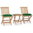 Folding Patio Dining Set With Cushion Furniture 3 Piece Solid Teak Wood Vidaxl