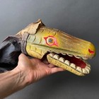 Rare Large Crocodile Hand Puppet   Late 19th C  Antique Wood Punch Victorian Toy