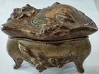 Vtg Brass Decorative Jewelry Casket Stash Box Floral Art Nouveau Antique Patina