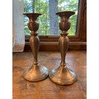 Vintage Web Pewter Weighted Candlesticks Set Of 2 Taper Candle Holders 9 Inch
