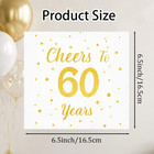 Cheers To 60 Years Cocktail Napkins  50 Pcs Birthday Paper Napkins Disposable  3