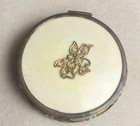 Vintage Powder And Rouge Compact Hinged Ornate Enamel Pearl Case Art Deco 2 