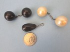 2 Cloak Cape Button 1 Teardrop Trim Black Pearl Painted Finish On Wood Vintage 