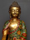 12 tibet Cloisonne Ename Bronze Gilt Shakyamuni Sakyamuni Amitabha Buddha Statue