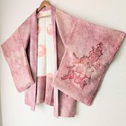 Japanese Vintage Haori Kimono Jacket Silk Shibori Red Gradient Floral Pattern