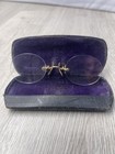 Antique Vintage Pince Nez Spectacle Rimless Eyeglasses  With Vintage Case Mh