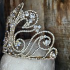 Vtg Bridal Princess Crystal Tiara Wedding Party Crown Veil Hair Accessory Silver