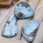 Cloudy Sky  3 Pcs Natural Larimar Top-grade 35mm-40mm Cabochon Loose Gemstones