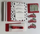 Stampin Up Handmade Christmas Card Kit- Set Of 4  trucking Along 