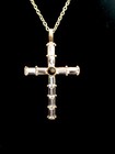 14kt Gold Gp Swarovski Element Cross Pendant With Genuine Mustard Seed