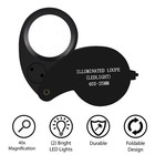 40x Magnifying Loupe Jewelry Eye Glass Magnifier Led Light Jewelers Loop Pocket 