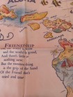 Vintage Hawaiian Islands Friendship Satin Fringe Pillow Case Cover Souvenir Hula