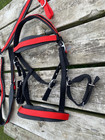 Red   Black Nylon Western Halter bridle Combination Set  W reins  Breast Collar