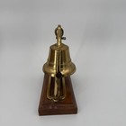 Vintage Brass Captain s Desk Bell On Wood Base Nautical Office Decor India