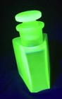 Vintage 1930s Art Deco Uranium Green Frosted Glass Perfume Bottle With Stopper 