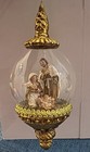 Vtg Large Nativity Scene Diorama Glass Globe Ornament Gold Holy Family Finial 7 