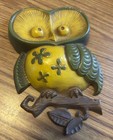 Vintage 1970 Usa Sexton Owl Wall Hanging Art Mcm 9    Green Yellow Kitschy 