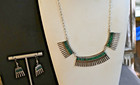 Vintage Iva Hattie Ih Zuni Sterling Silver 925 Turquoise Necklace   Earrings Set