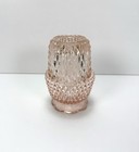 Vintage Indiana Glass Peach Pink Diamond Point Fairy Lamp Candle Holder 2 Pc