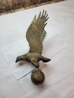 Vintage Brass Flying Bald Eagle Flag Pole Topper 11  Tall