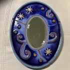 Handmade Eartha Pottery Blue Ceramic Wall Mirror Art Pottery Star Design