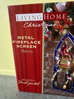 Living Home Nativity Fireplace Screen Hand-painted Trifold 3-d Metal 49    X 33   
