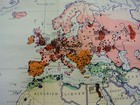 School Wall Map Beautiful Old World Menschen Economy 77 5 8x50in Vintage 1960
