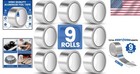 Strong Adhesive 9 Pack Aluminum Foil Tape - 2    X 50ft Rolls For Hvac   Plumbing