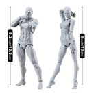 Haniforever Artists Manikin Art Mannequin 5-6 Inches  Grey Male female Set