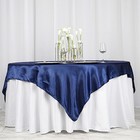 Navy Blue Satin 72x72  Square Table Overlay Wedding Party Topper Decorations