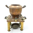 Antique Jos  Heinrichs Hammered Pure Copper Tea Kettle  Stand   Creamer   Sugar