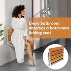 Folding Shower Seat Wall Mounted Bench Teak Wood 