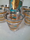 Vintage Mid-century Fred Press 22k Cocktail Set Pitcher 5 Large Shot Glasses 