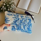 Toile De Jouy Quilted Book Sleeve With Zipper  Vintage Padded Protector
