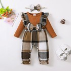 0-3 Months Newborn Baby Girl Clothes Fall Plaid Christmas Outfits Infant Brown