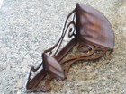 Vtg 17-1 2    Scroll Cut Fretwork Mahogany Wall Corner Knick Knack 2 Level Shelf