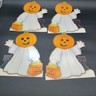 Vintage Halloween Die Cut Lot American Greetings Pumpkin Ghost Cat Card Stock