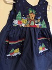 Vintage Handmade Toddler Girls Dress Bearly A Moose Holiday Dress 2t