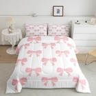  Bow Bedding Set For Kids Girls Woman Size Bow Pattern Twin Light Pink White