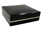 Old Vntg Saks Fifth Avenue Box Gorgeous Jewelry Display Blk Leather Top Wht Silk
