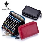 Rfid Credit Card Holder Accordion Wallet Small Leather Zip Coins Purse For Women