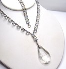 Vintage Art Deco Sterling Crystal Necklace Bracelet Set Riviere