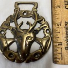 Brass Horse Medallion  English Stag Deer Buck  Show Harness Vtg  Free Shipping