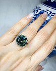 Green Moissanite Ring  925 Sterling Silver  Ring Size 7  Stone 14 Mm  10 Ct
