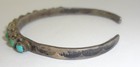 Vintage Navajo Single Row Snake Eyes Turquoise Sterling Silver Cuff Bracelet