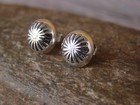 Native American Indian Sterling Silver Concho Post Stud Earrings By Gloria Harve