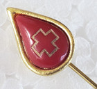 Vintage American Red Cross Blood Drop Gold Tone Stick Pin 1-1 4  Signed G